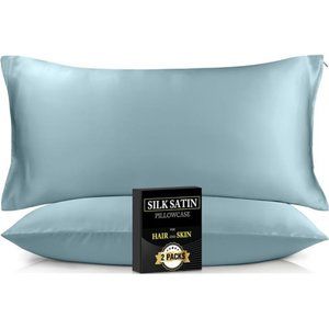 2 Pack Silk Satin Pillowcase for Hair and Skin King Size, Softer Cooling Silk